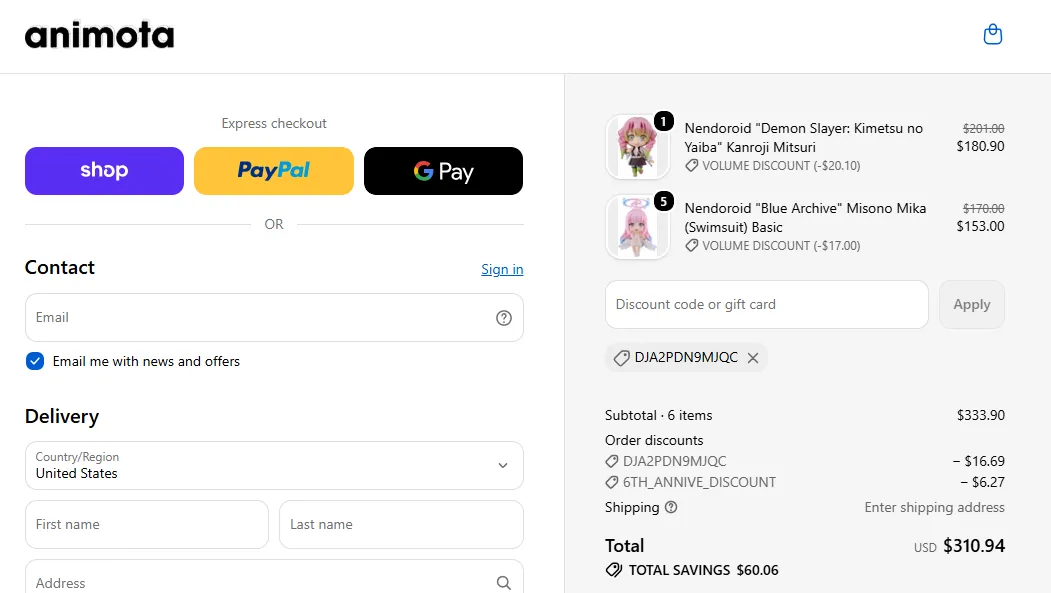Animota 10% off coupon code